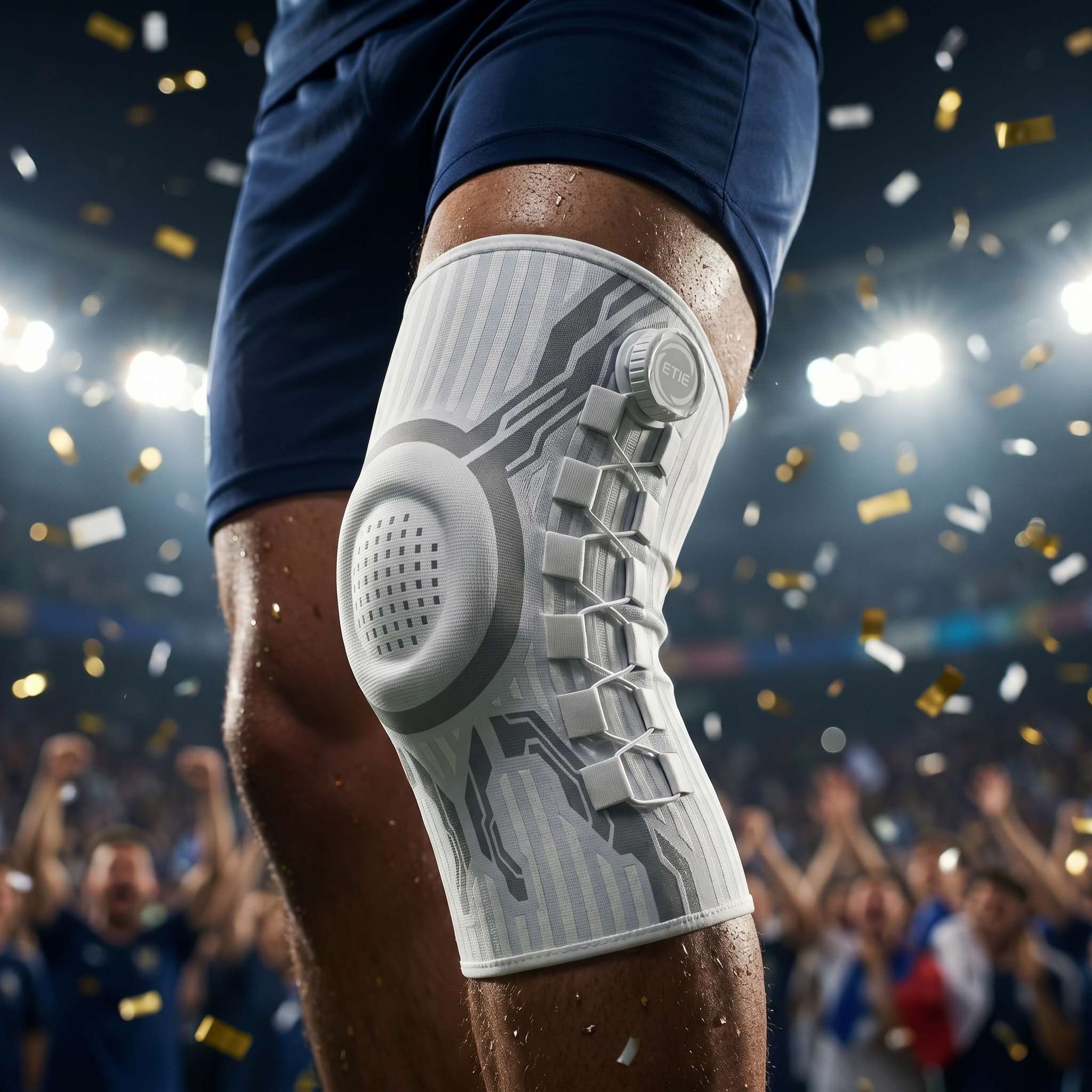 Rebound knee sleeve in stadium action