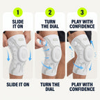 How it works: slide on, turn the dial, play
